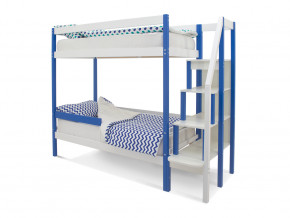 Двухъярусная кровать Svogen с бортиком синий-белый в Тюмени - tyumen.magazinmebel.ru | фото