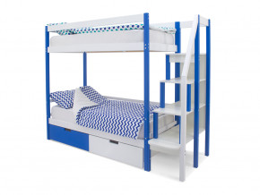 Двухъярусная кровать Svogen с ящиками сине-белый в Тюмени - tyumen.magazinmebel.ru | фото