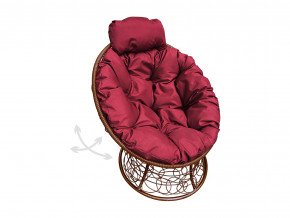 Кресло Папасан мини пружинка с ротангом бордовая подушка в Тюмени - tyumen.magazinmebel.ru | фото - изображение 1