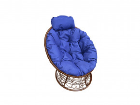 Кресло Папасан мини с ротангом синяя подушка в Тюмени - tyumen.magazinmebel.ru | фото