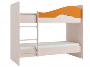 Кровать 2-х ярусная Мая на латофлексах млечный дуб, оранжевая в Тюмени - tyumen.magazinmebel.ru | фото