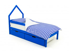 Кровать-домик мини Svogen с ящиками и бортиком синий в Тюмени - tyumen.magazinmebel.ru | фото - изображение 1