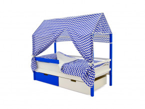 Кровать-домик Svogen с ящиками и бортиком сине-белый в Тюмени - tyumen.magazinmebel.ru | фото - изображение 4
