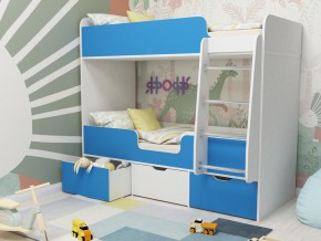 Кровать двухъярусная Малыш двойняшка белый-голубой в Тюмени - tyumen.magazinmebel.ru | фото