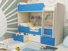 Кровать двухъярусная Малыш двойняшка дуб молочный-голубой в Тюмени - tyumen.magazinmebel.ru | фото - изображение 1