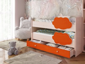 Кровать Соник с ящиком млечный дуб-оранж в Тюмени - tyumen.magazinmebel.ru | фото