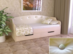 Кровать Юниор Тип 2 дуб молочный-белый перламутр 800х1600 в Тюмени - tyumen.magazinmebel.ru | фото