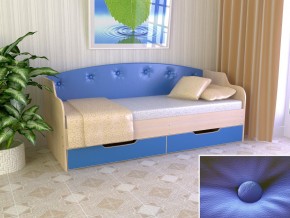 Кровать Юниор Тип 2 дуб молочный/синий 800х1600 в Тюмени - tyumen.magazinmebel.ru | фото